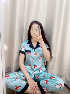 BỘ NGỦ CHẤT LỤA CỔ PHA TAY NGẮN QUẦN dài