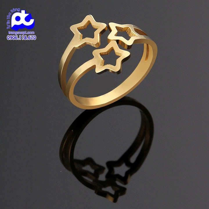 Nhẫn titan nữ freesize ngôi sao rỗng cách điệu cao cấp thép không gỉ titanium