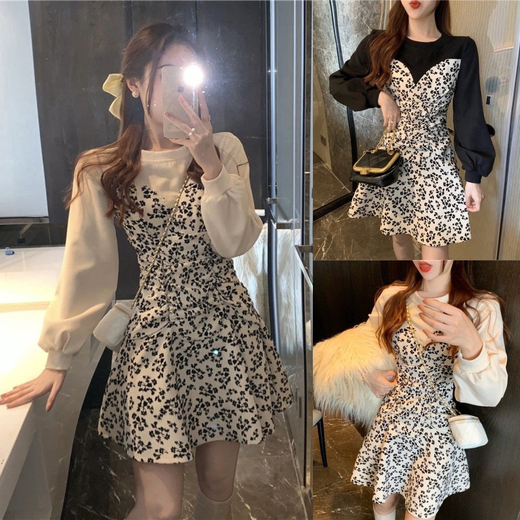 Đầm hoa giả hai mảnh thiết kế mới xinh xắn thời trang