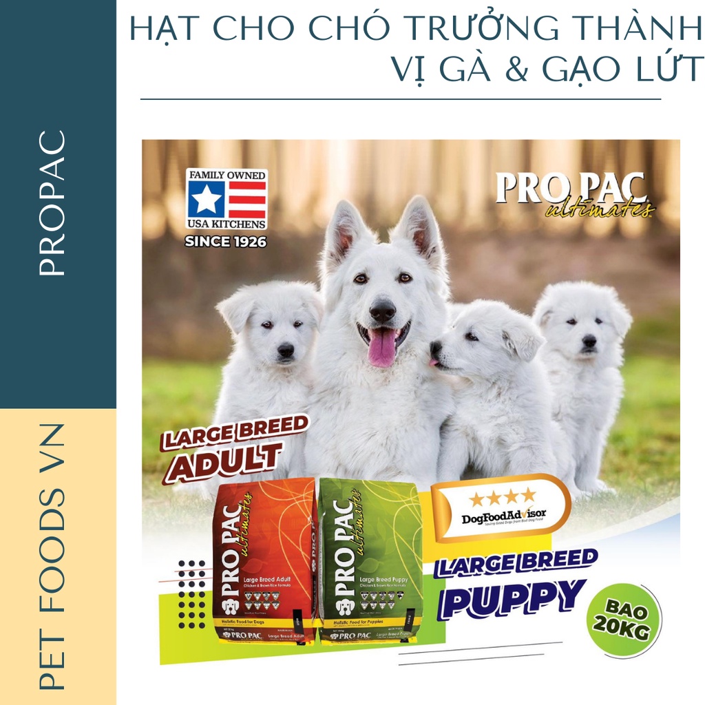 Hạt cho chó trưởng thành giống lớn PROPAC Large Breed Adult 12kg vị Gà &amp; Gạo Lứt