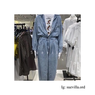 Jumpsuit zara denim lưng cao dáng trẻ trung