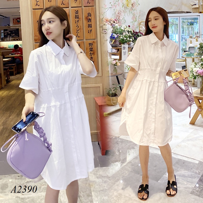 Váy Bầu Đầm Bầu Xinh A2390 sm trắng bo eo