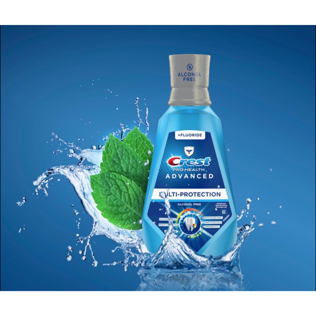 Nước Súc Miệng Crest Pro Trắng Răng Thơm Miệng Health Multi Protection Clean Mint Mỹ - 1000ml