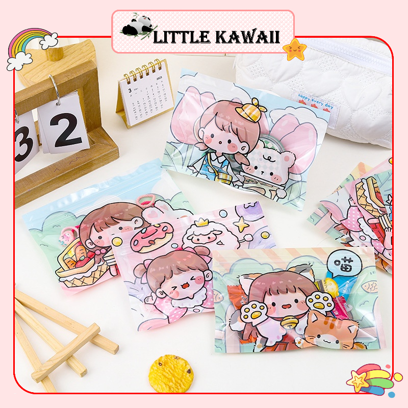 Túi zip ngang đựng quà, bánh kẹo, đồ nhỏ mini, sticker, kẹp tóc hoạt hình bé gái dễ thương