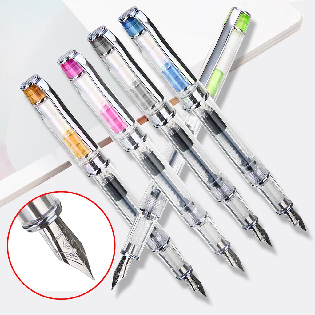 1 Bút Máy Ngòi Mảnh 0.38mm SUNG 3003 Bằng Nhựa Trong Suốt