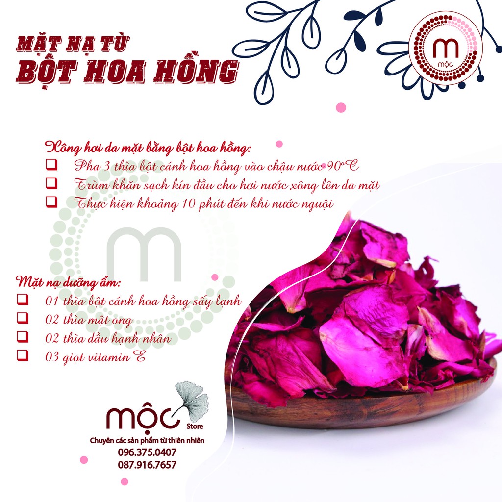 Bột Cánh Hoa Hồng Sấy Lạnh đắp mặt nạ nguyên chất từ thiên nhiên 100ml handmade | BigBuy360 - bigbuy360.vn