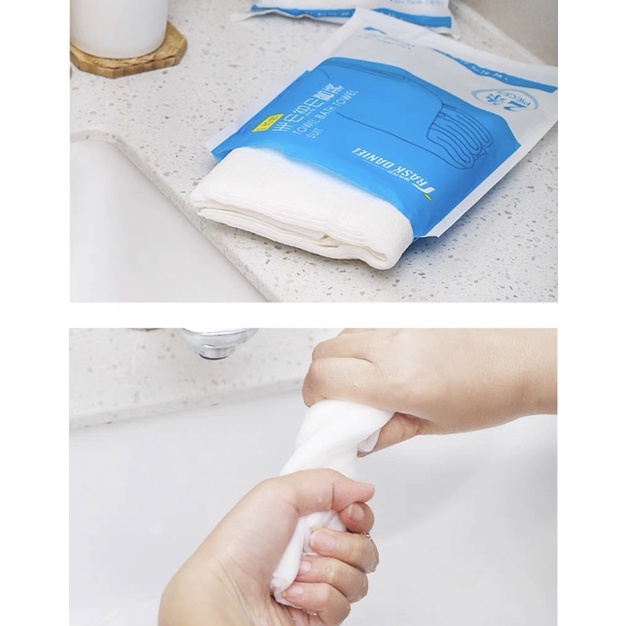 Khăn tắm khô dùng 1 lần tiện dụng khi đi du lịch. Disposable towel.