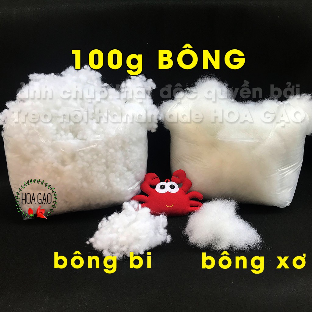 Bông gòn làm thú nhồi bông, móc khoá 100g HOA GẠO GGB1 bông bi siêu tiện lợi