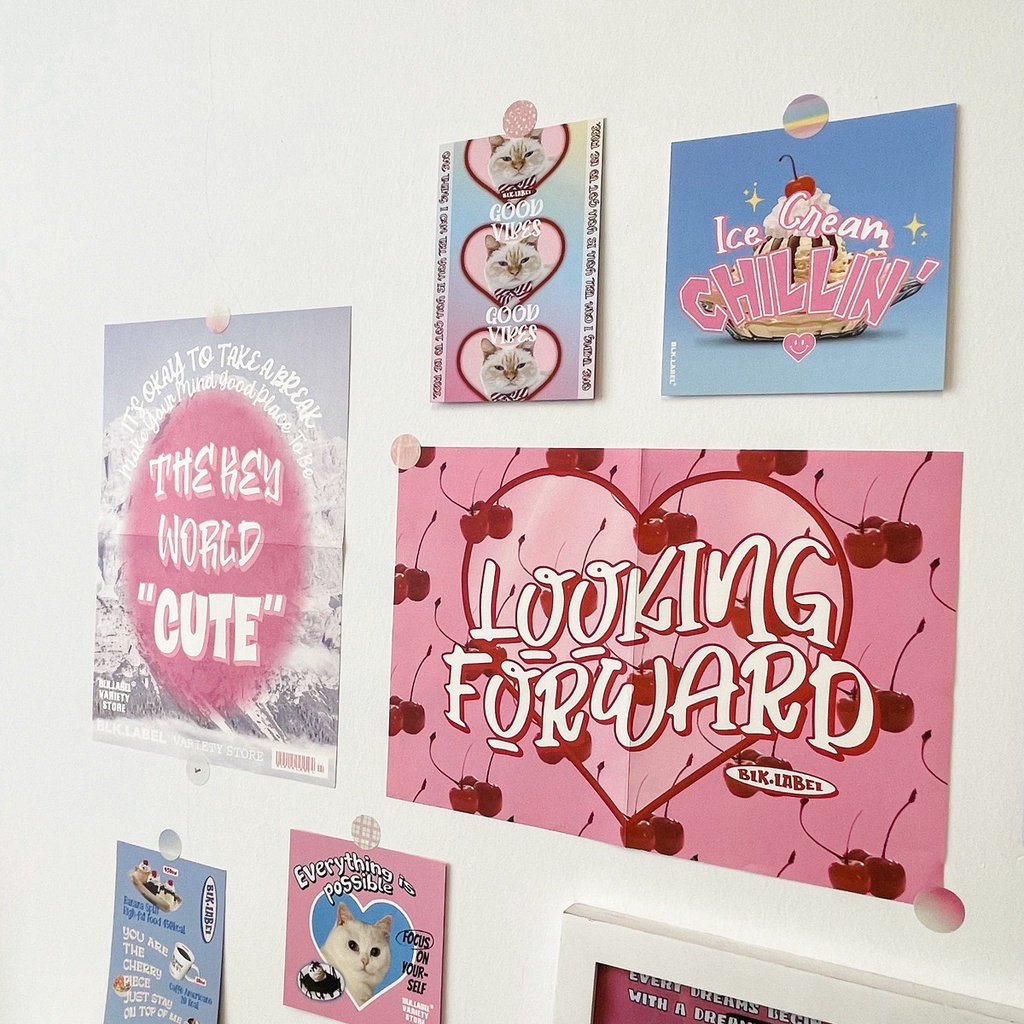 Poster dán tường THỎ STATIONERY postcard ảnh decor trang trí bàn học phòng ngủ room hàn quốc wall collage blackpink bts