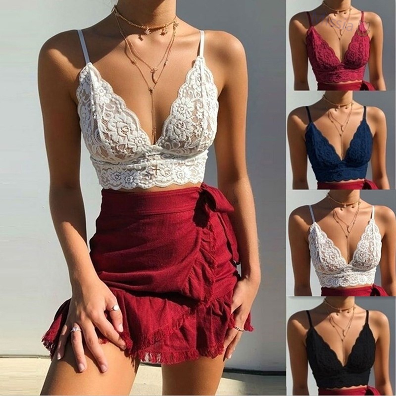 Áo Lửng Hai Dây Phối Ren Gợi Cảm Dành Cho Nữ