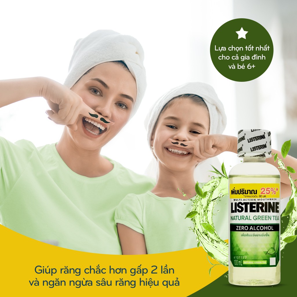 Nước Súc Miệng Ngừa Sâu Răng Listerine Natural Green Tea 100ml - 101005923