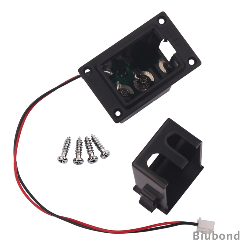 9V Battery Case Holder Cover Box with Wire 4 Screws Replacement Part for Electronic Acoustic Guitar Bass Ukulele Pickup