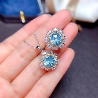 ✨Blingbling✨ Bộ Nhẫn Khảm Đá Topaz Giả Tự Nhiên Hai Màu Mạ Điện