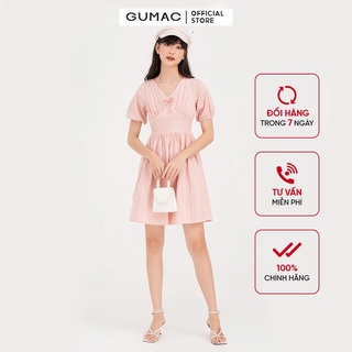 Đầm nữ nhún tùng cổ v gumac db763