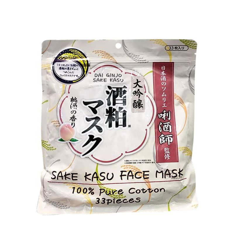 MẶT NẠ BÃ RƯỢU SAKE KASU FACE MASK 100% PURE COTTON 33 MIẾNG