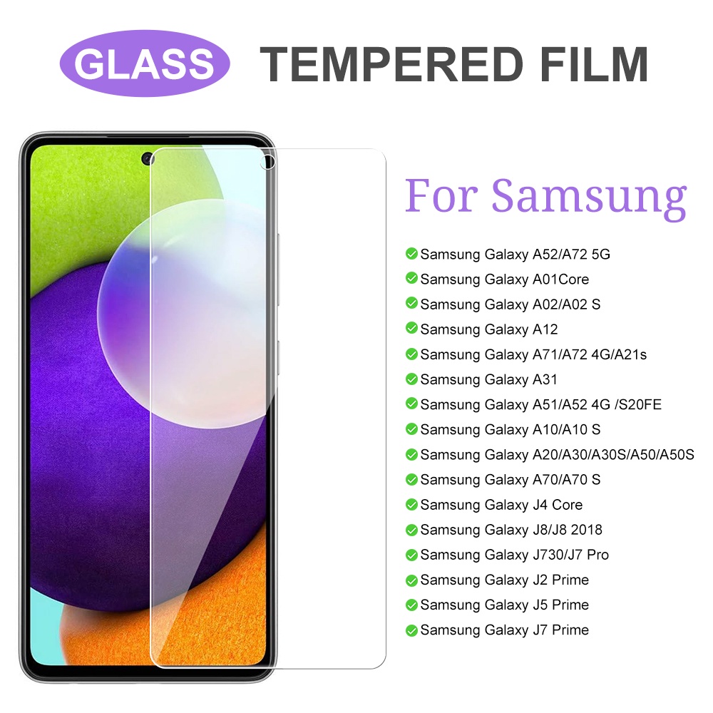 3pcs Scratch-resistant and shock-resistant tempered glass for Samsung J7 Prime/J5 Prime/ J2 Prime/J730/J7 Pro/J8/J8 2018/J4 Core/A70/A70S/A20/A30/A30S/A50/A50S/A10/A10 S/A51/ A52 4G /S20FE/ A31/A71/A72 4G/A21s/A12/A02/A02 S/A01Core/A52/A72 5G