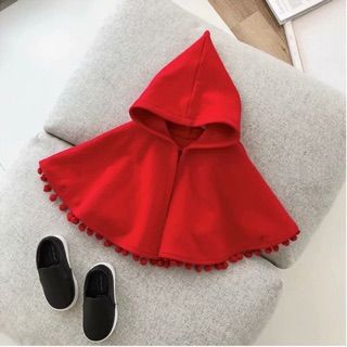 Áo choàng poncho đỏ cho bé - sẵn size 100