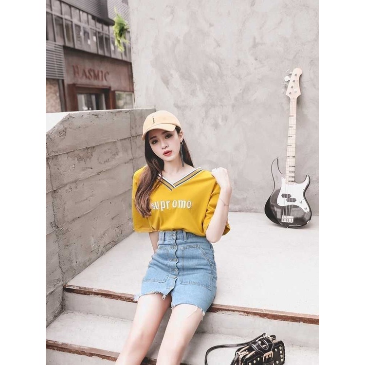 Áo thun nữ dáng rộng tay ngắn thời trang phong cách Hàn Quốc