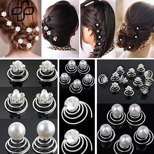 Set 12 cài tóc dạng xoắn đính ngọc giả đẹp mắt