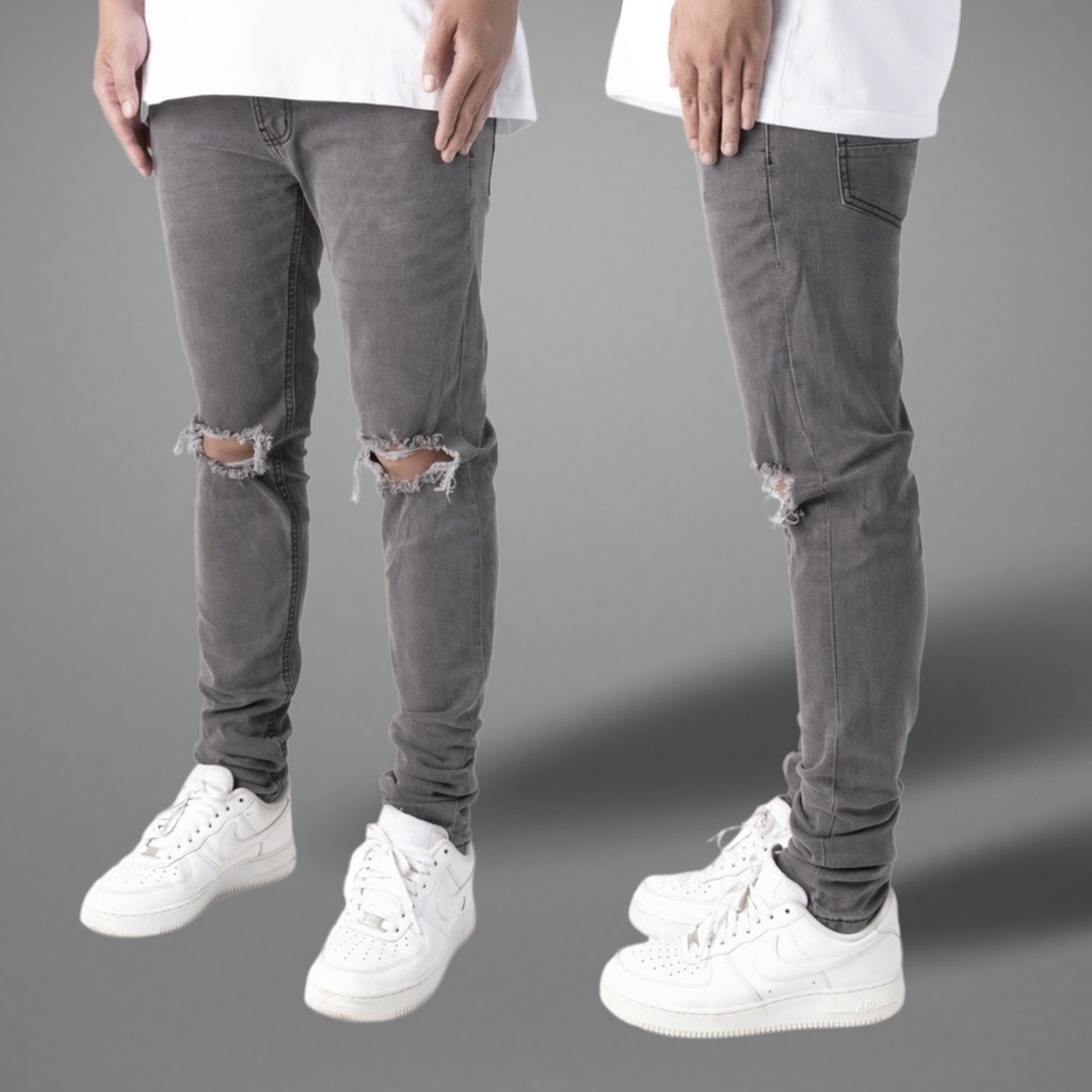 Quần jean nam rách Gấu 194 wass kiểu vải jeans co dãn, dày dặn form slimfit - 01