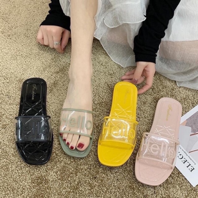 Dép lê nhựa trong Hello