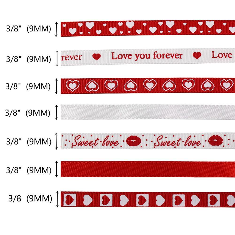 Cuộn Dây Ruy Băng Vải Satin Thắt Nơ In Họa Tiết Trái Tim Trang Trí Bánh Kem Ngày Valentine