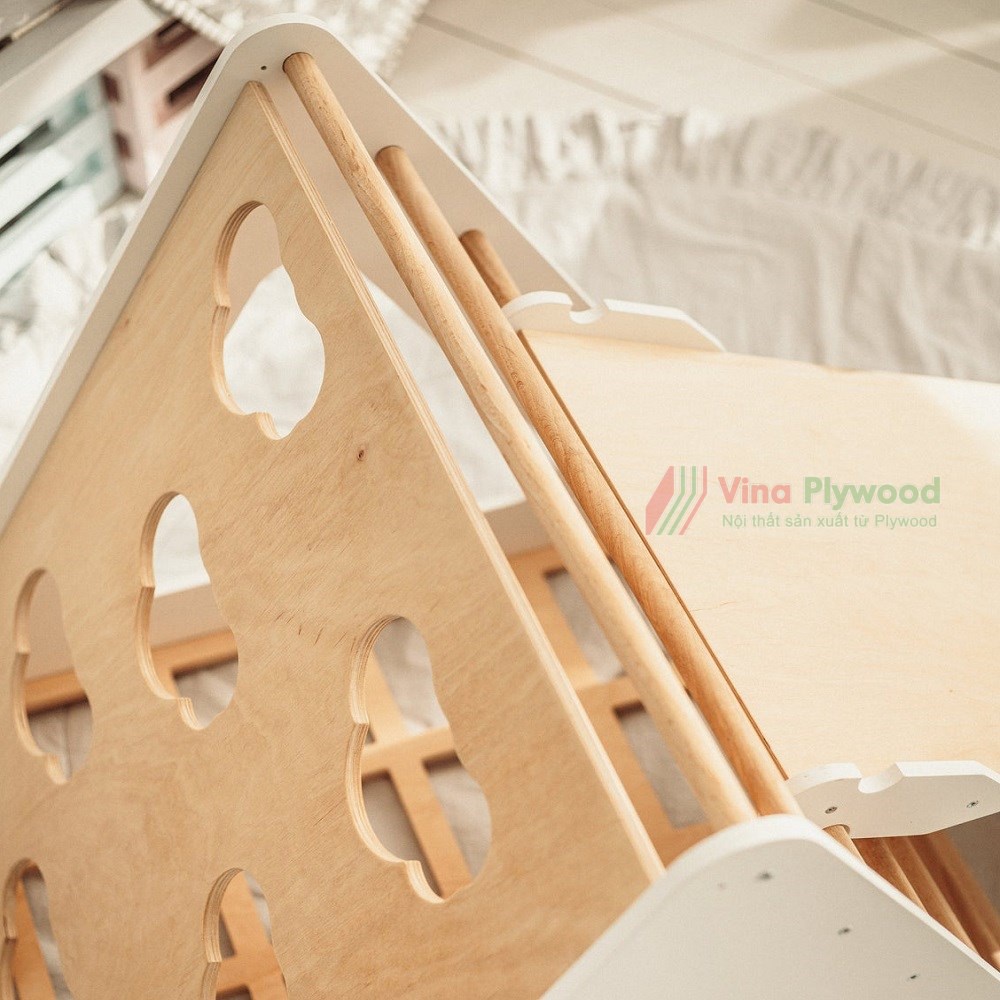 Bộ thang leo tam giác Montessor cho trẻ 0 tới 3 tuổi, chất liệu gỗ plywood an toàn cho bé, thương hiệu Vinaplywood