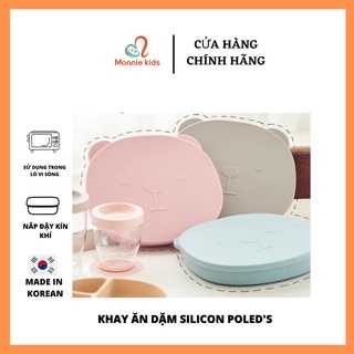 Khay Ăn Dặm Silicone Cao Cấp Poled's Có Nắp Hàn Quốc