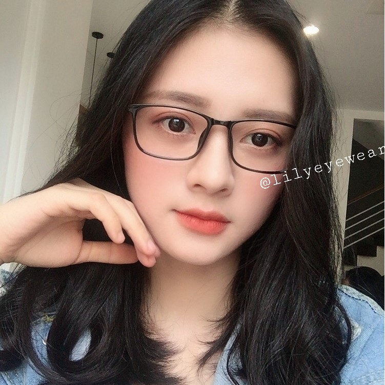 Mắt kính nam nữ Lilyeyewear mắt chữ nhật càng kính thanh mảnh phù hợp với mặt nhỏ 1217 | BigBuy360 - bigbuy360.vn