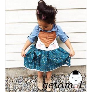 Đầm bé gái in hình mặt cáo