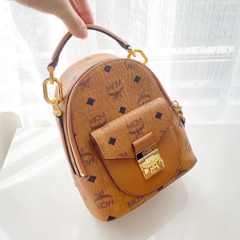 balo m.c.m size mini màu nâu