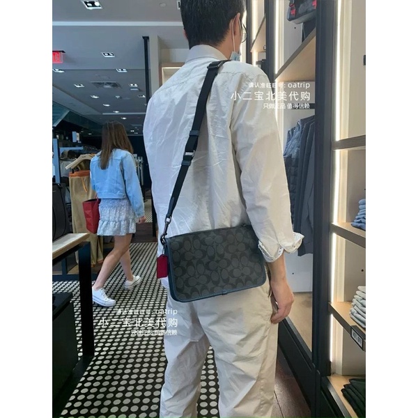 Túi coach unisex da thật phối canvas
