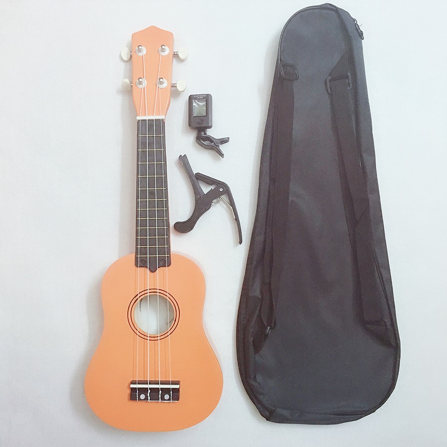 Combo 1 Đàn Ukulele Soprano Tặng Kèm Bao Vải + Capo + Máy Lên Dây Điện Tử Tuner - Mua 1 Tặng 7 - HÀNG CÓ SẴN