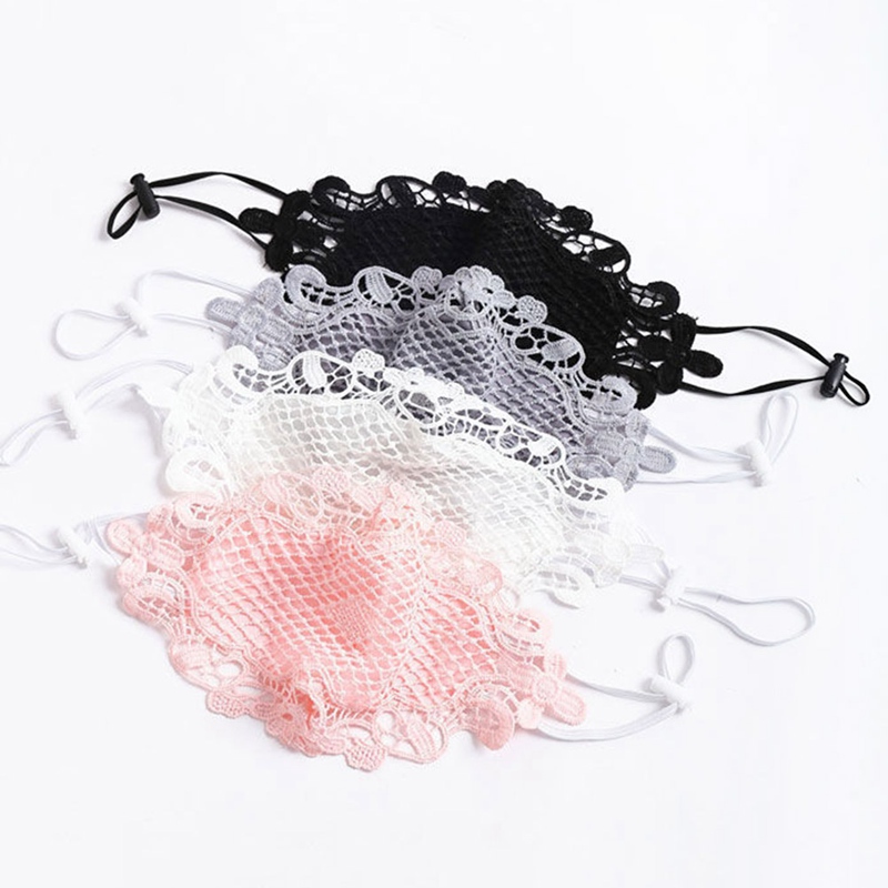 Khẩu trang ren màu trơn thoáng khí kiểu dáng thời trang dành cho nữ | BigBuy360 - bigbuy360.vn