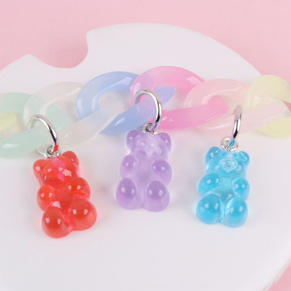 【sweet】children fashion acrylic candy color bear pendant Anti-lost hanging chain lanyard for glasses Accessories 55cm