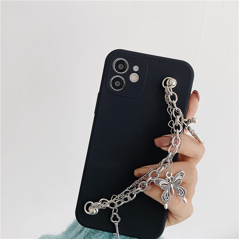 Ốp Điện Thoại Tpu Họa Tiết Bươm Bướm Phối Dây Xích Cho Iphone 12 11 Pro Xs Max Xr 7 8 Plus Se2 | BigBuy360 - bigbuy360.vn