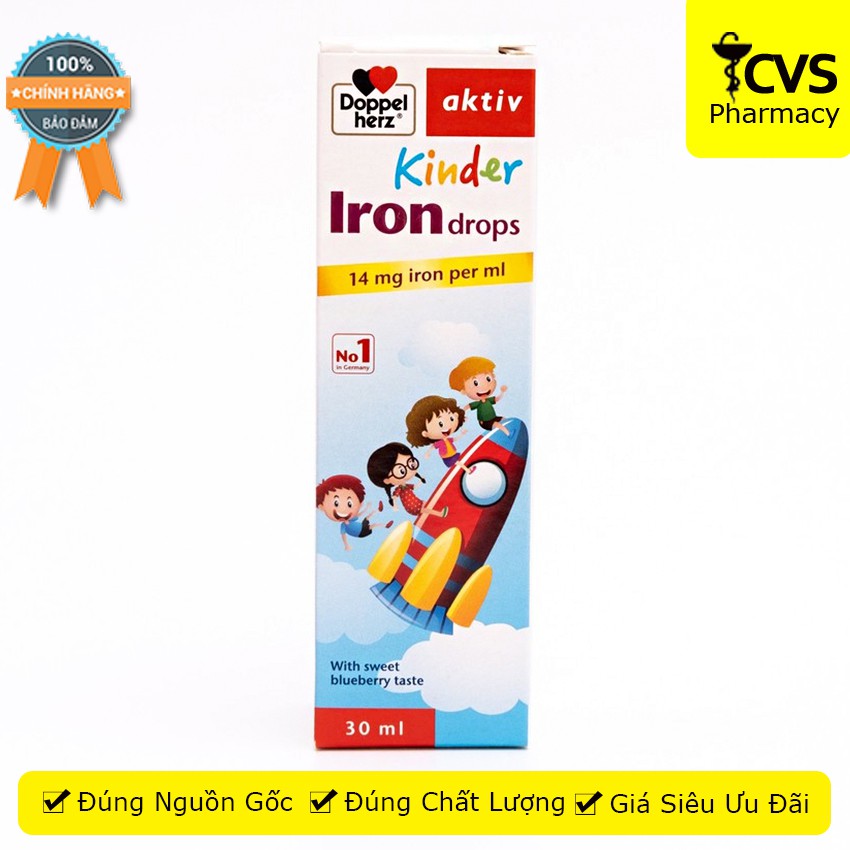 Siro Doppelherz Kinder Iron Drops - Bổ sung muối sắt cho trẻ em hoặc người lớn - cvspharmacy