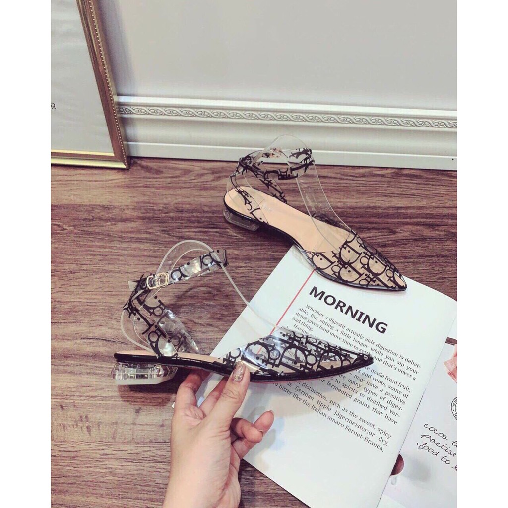 Giày sandal mũi nhọn mika chữ -quai chéo - gót mika ( cao cấp)