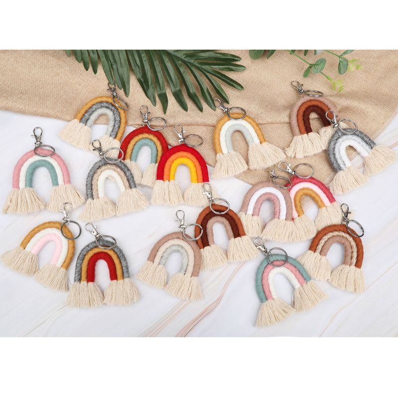 ✿ Móc Khóa Macrame Đan Sợi Màu Cầu Vồng Thời Trang Cho Nữ