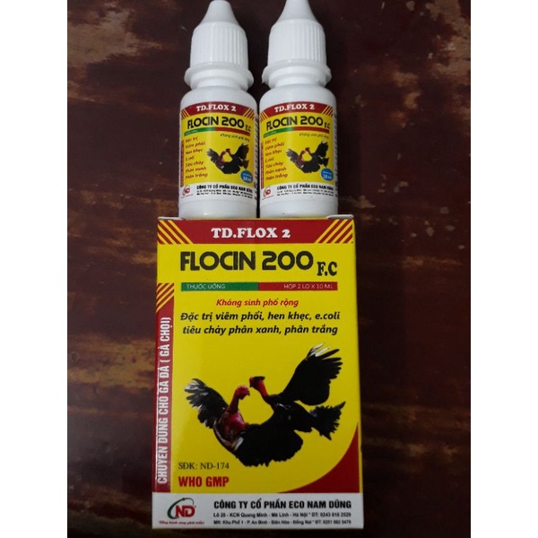 2 lọ Flocin 200 F.c - đặc trị bệnh trên gà đá