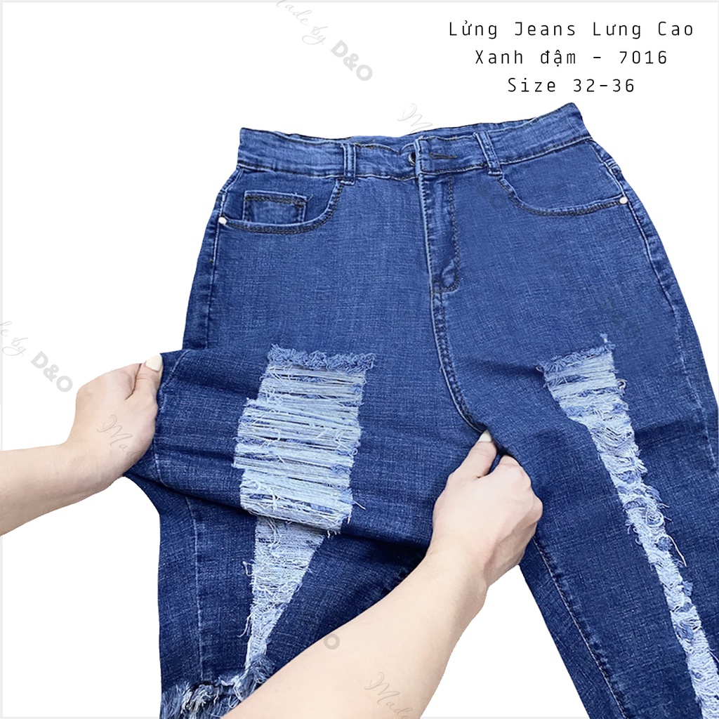 Quần Lửng Ngố Jeans Bigsize, Rách Te Tua 7016, Lưng Cao Trên Rốn, Co Giãn Mạnh [Size 32-36]