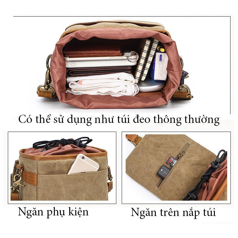 Túi máy ảnh cao cấp vải canvas K67