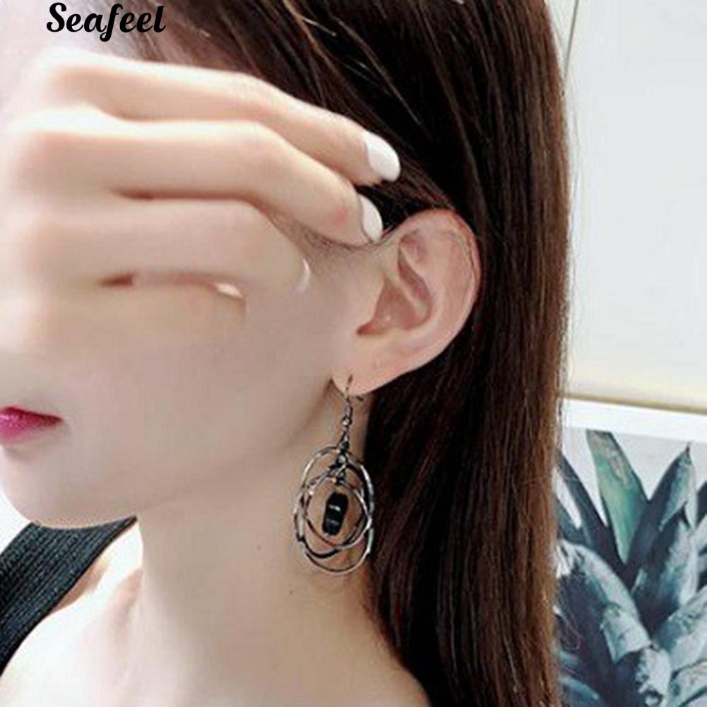 Khuyên tai tròn dạng rỗng phong cách trẻ trung thanh lịch dành cho nữ