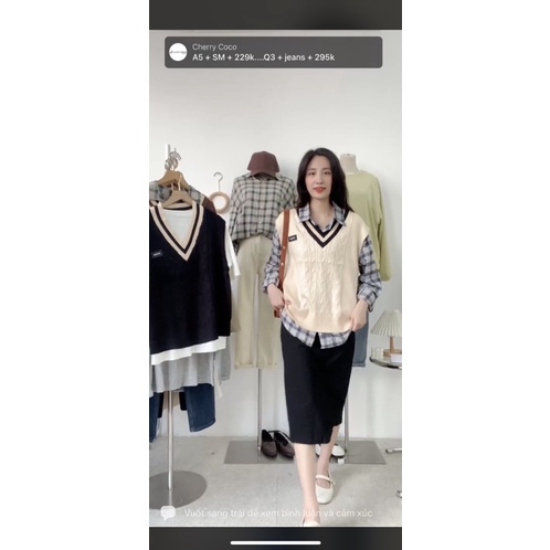 Áo gile tông be Hàn Quốc shop Cherry Coco