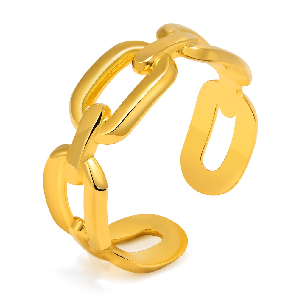 Nhẫn mở Vnox bằng thép không gỉ màu vàng kim có thể điều chỉnh phong cách đường phố cho nữ