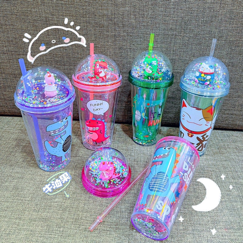 Ly nước khủng long sắc màu kim tuyến