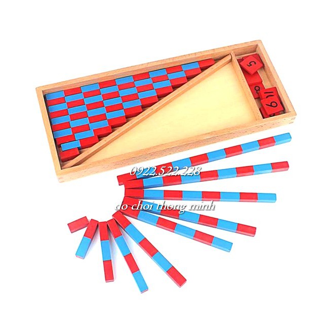 Gậy số có hộp đựng, Numerical rods - Giáo cụ Montessori