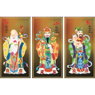 Bộ 3 tranh dán tường PLT-01 KT 30x60cm phủ kim sa