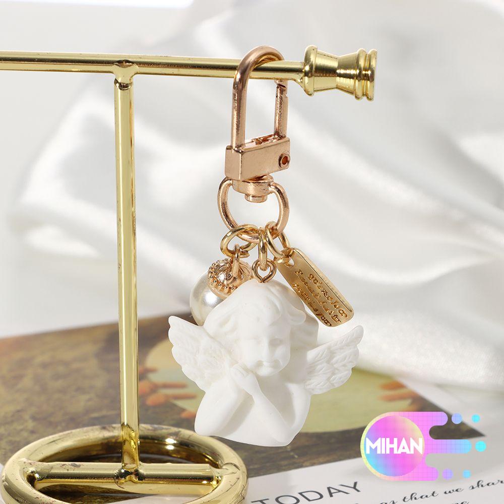 Móc khóa hình thiên thần đính ngọc trai nhân tạo dễ thương