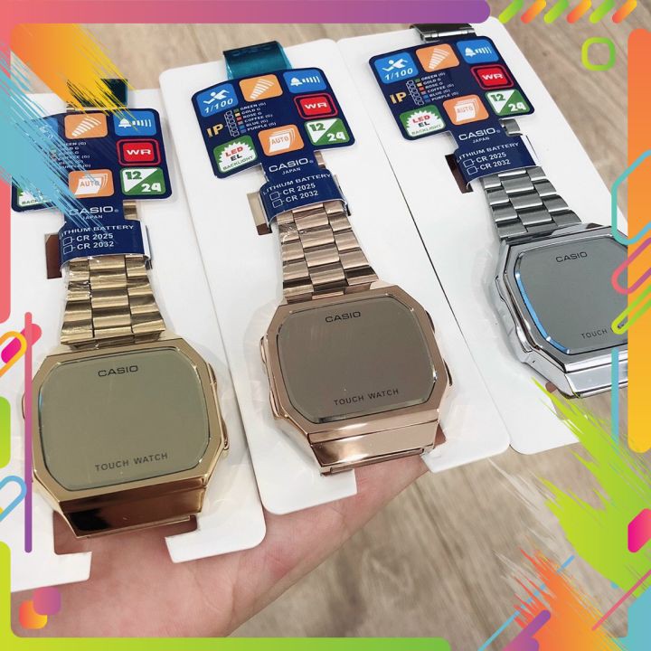 Đồng Hồ Casio Cảm Ứng Unisex 🔥 Ảnh Thật 🔥 A168 Đèn Led, Thép không gỉ, mặt tráng gương, dáng thon gọn sang trọng | BigBuy360 - bigbuy360.vn